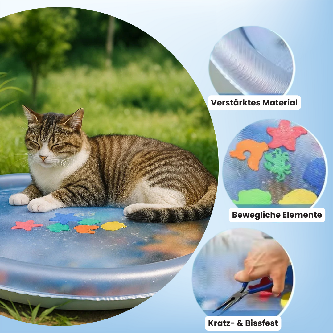 Katzen Kühlmatte & Spielmatte - Wassermatte Mit Schwimmenden Fischen