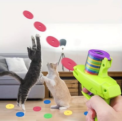 Wurfscheiben-Pistole – Interaktives Katzenspielzeug