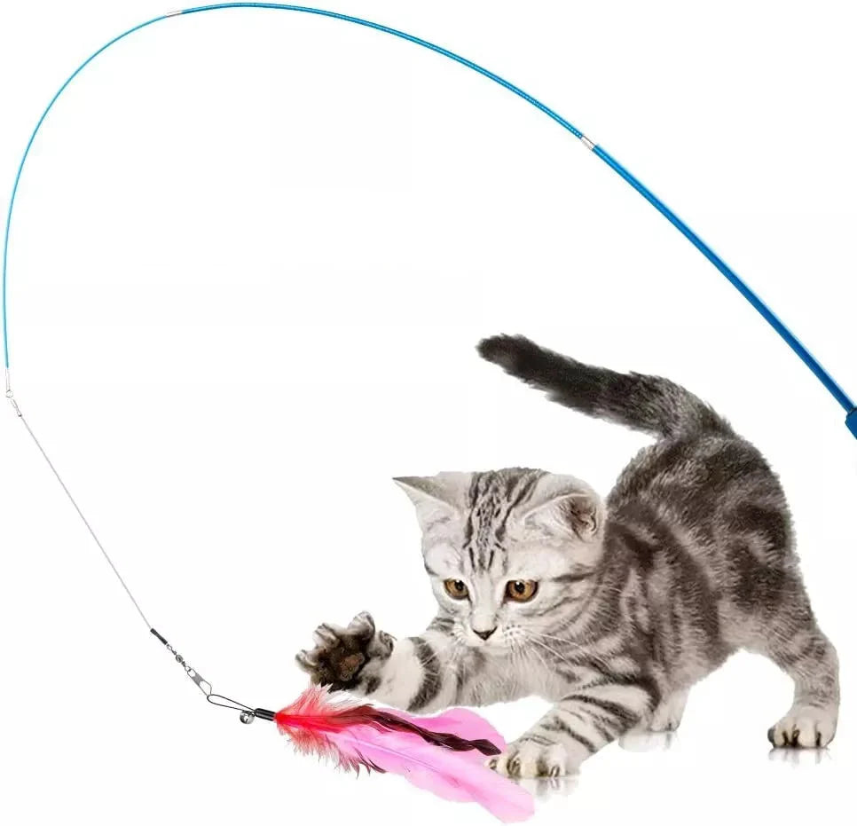 Katzenangel-Set – Interaktives Spielzeug Mit Federn & Anhängern